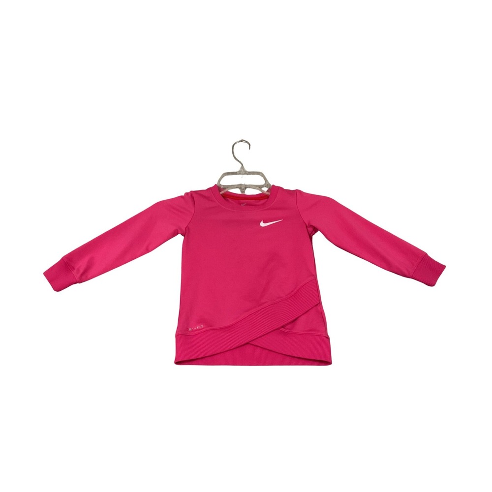 Nike Dri-FIT Long Sleeve‎ Shirt Toddler 2T Pink Excellent Crossover Hem Active
